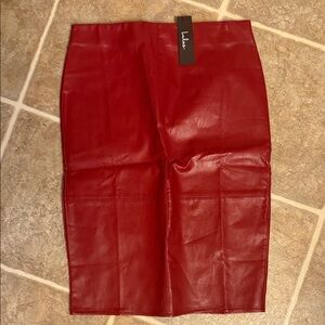 Lulu's Bold Red Leather Pencil Skirt